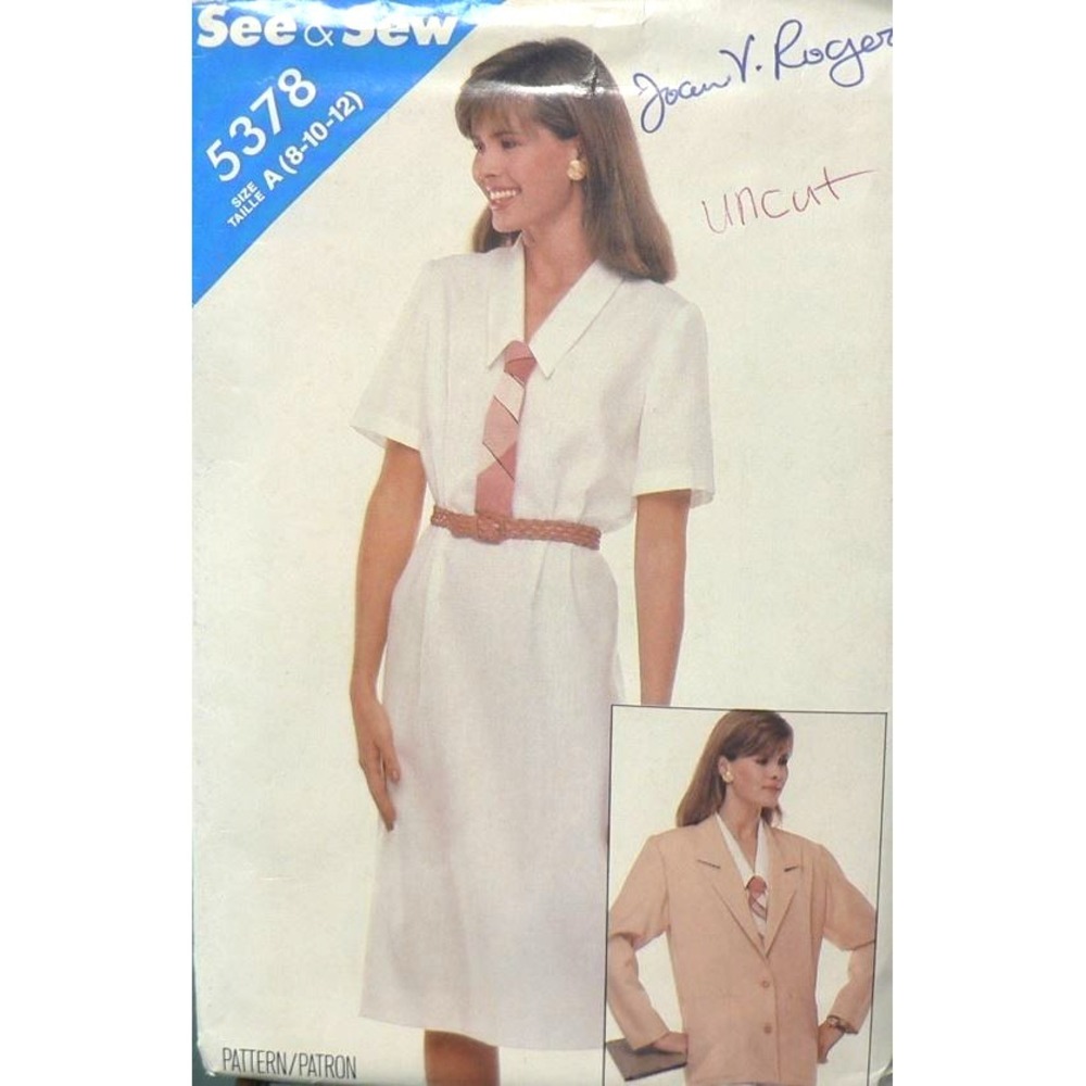 Vintage See & Sew Sewing Pattern 5378 Women's Jacket & Dress‎ Size 8-10 Uncut
